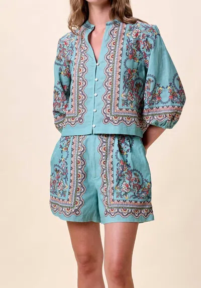 Cleobella Sebastian Patterned Shorts In Bleura In Blue