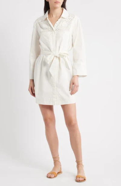 Cleobella Senara Long Sleeve Mini Shirtdress In White