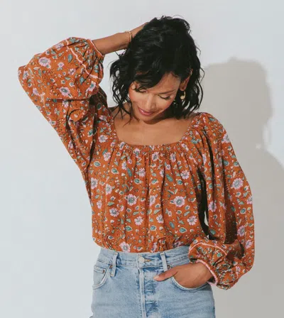 Cleobella Shania Blouse | Terracotta Floral In Brown