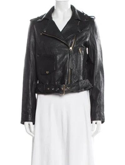 Pre-owned Cleobella Shearling Biker Jacket In Black