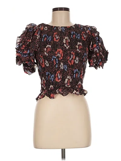Pre-owned Cleobella Short Sleeve Blouse In Black