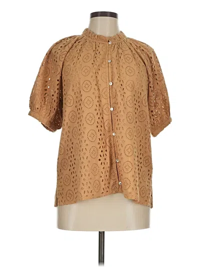 Pre-owned Cleobella Short Sleeve Blouse In Brown