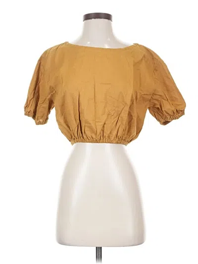 Pre-owned Cleobella Short Sleeve Blouse In Gold