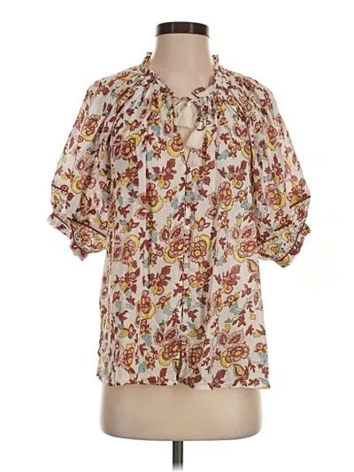 Pre-owned Cleobella Short Sleeve Blouse In Ivory
