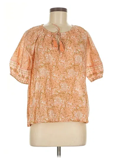 Pre-owned Cleobella Short Sleeve Blouse In Orange