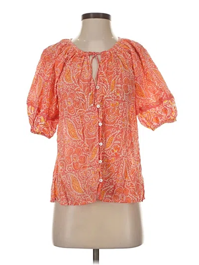 Pre-owned Cleobella Short Sleeve Blouse In Orange