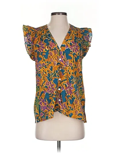 Pre-owned Cleobella Short Sleeve Blouse In Yellow