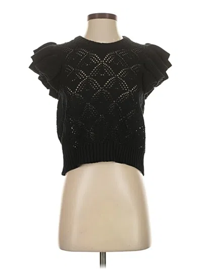 Pre-owned Cleobella Short Sleeve Top Black Ruffles Neckline Tops