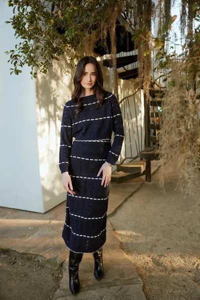 Cleobella Skylar Midi Dress | Dark Blue/ivory In Black