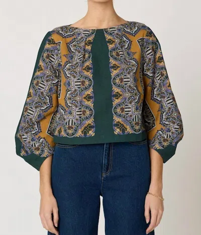 Cleobella Solana 3/4 Sleeve Blouse In Mercado Print In Brown