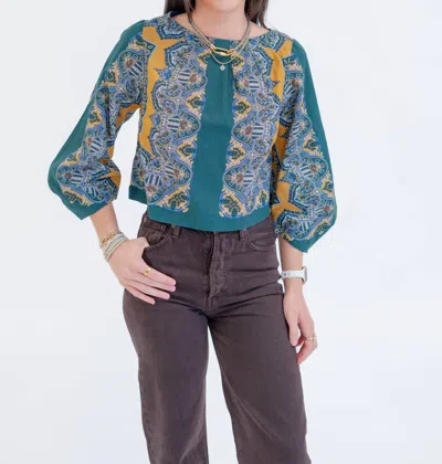 Cleobella Solana Boatneck Blouse In Mercado Print In Blue