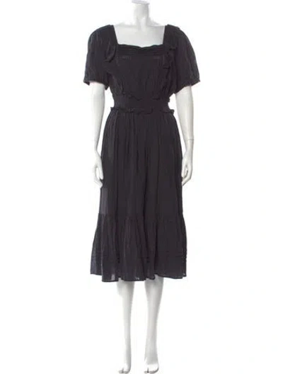 Pre-owned Cleobella Square Neckline Long Dress In Black