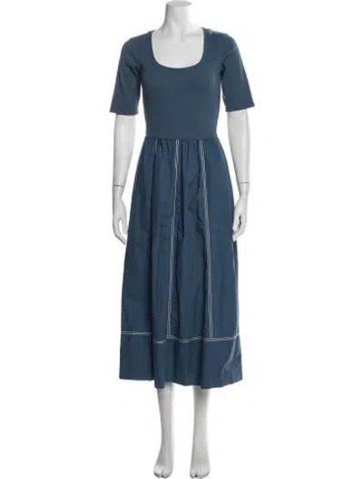 Pre-owned Cleobella Square Neckline Long Dress In Blue