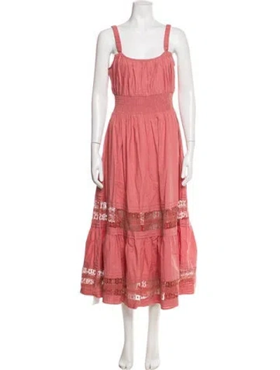 Pre-owned Cleobella Square Neckline Long Dress In Pink