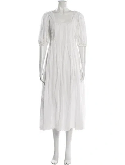 Pre-owned Cleobella Square Neckline Long Dress In White