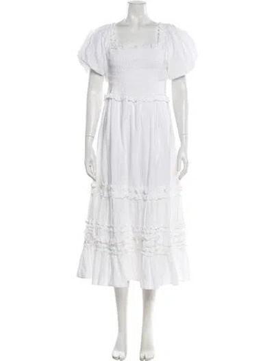 Pre-owned Cleobella Square Neckline Long Dress In White