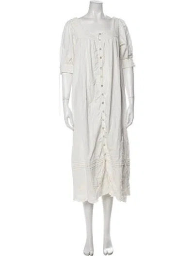 Pre-owned Cleobella Square Neckline Long Dress In White