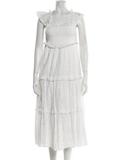 Pre-owned Cleobella Square Neckline Midi Length Dress In Neutral