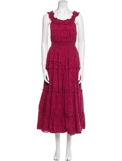Pre-owned Cleobella Square Neckline Midi Length Dress In Pink