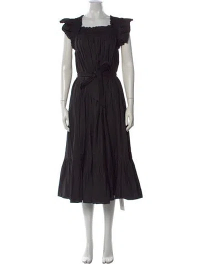 Pre-owned Cleobella Square Neckline Midi Length Dress W/ Tags In Black
