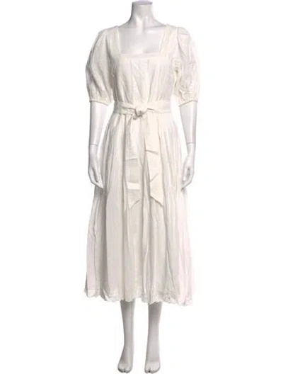 Pre-owned Cleobella Square Neckline Midi Length Dress In White