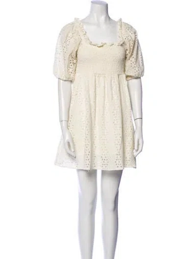 Pre-owned Cleobella Square Neckline Mini Dress In Neutral