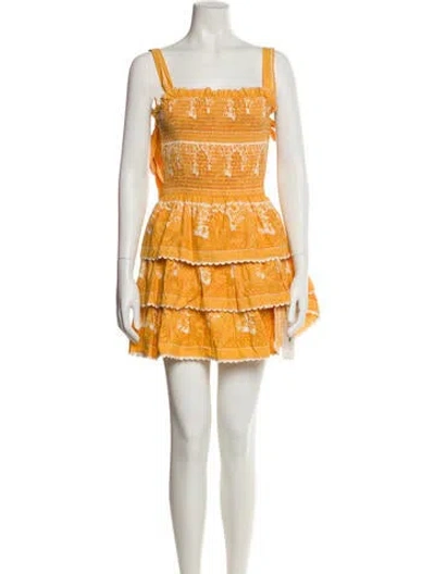 Pre-owned Cleobella Square Neckline Mini Dress In Orange