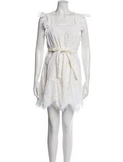 Pre-owned Cleobella Square Neckline Mini Dress In White