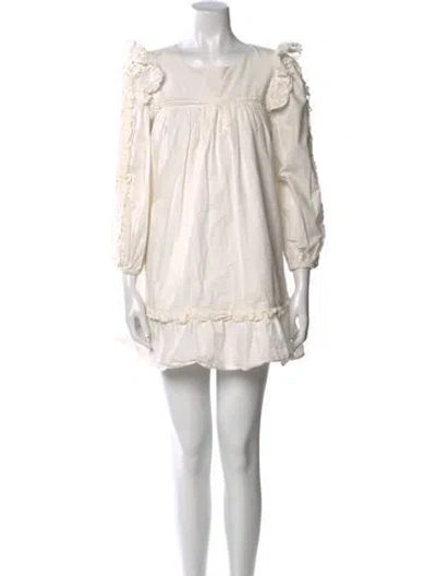 Pre-owned Cleobella Square Neckline Mini Dress In White