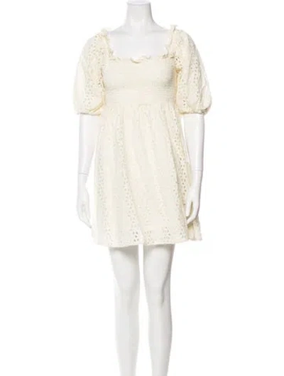 Pre-owned Cleobella Square Neckline Mini Dress In White