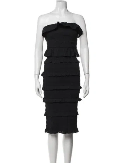 Pre-owned Cleobella Strapless Midi Length Dress In Blue