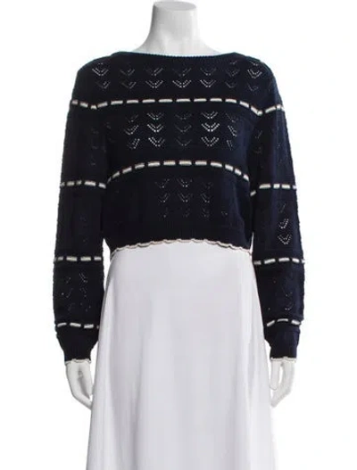 Pre-owned Cleobella Striped Bateau Neckline Sweater W/ Tags In Blue