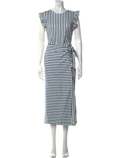 Pre-owned Cleobella Striped Midi Length Dress In Blue