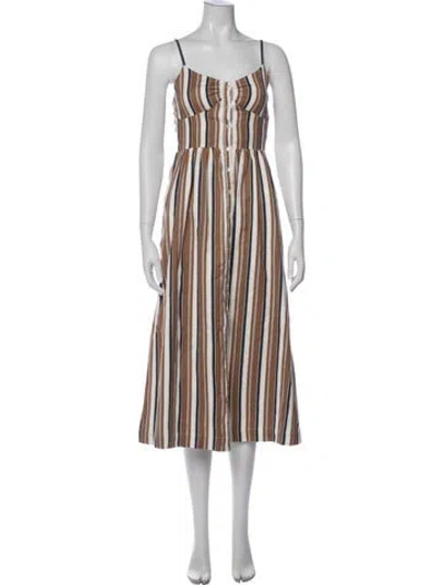 Pre-owned Cleobella Striped Midi Length Dress W/ Tags In Neutral