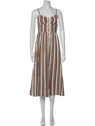 Pre-owned Cleobella Striped Midi Length Dress W/ Tags In Neutral