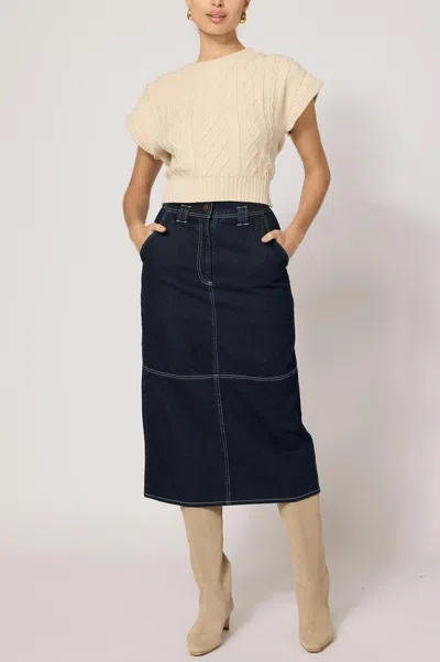 Cleobella Sue Midi Skirt In Dark Denim
