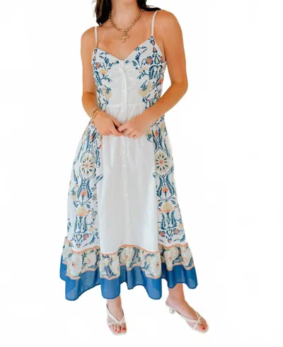 Cleobella Tamasin Midi Dress In Monaco Print In White