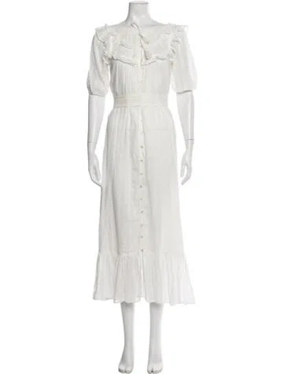 Pre-owned Cleobella Tie Neck Long Dress In White