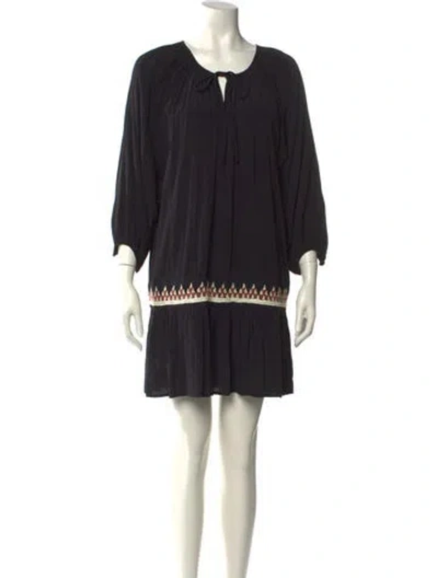 Pre-owned Cleobella Tie Neck Mini Dress In Black