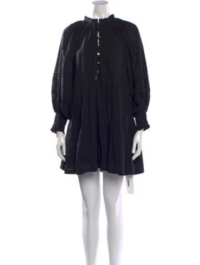 Pre-owned Cleobella Tie Neck Mini Dress In Black