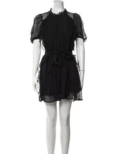 Pre-owned Cleobella Tie Neck Mini Dress In Black