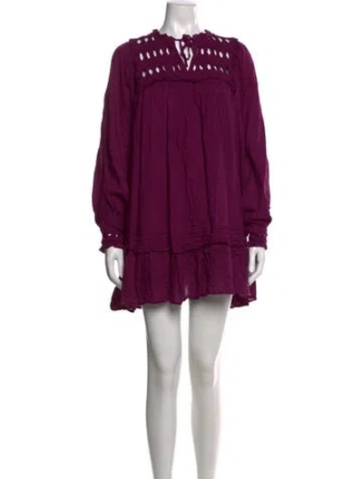 Pre-owned Cleobella Tie Neck Mini Dress In Purple