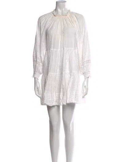 Pre-owned Cleobella Tie Neck Mini Dress In White