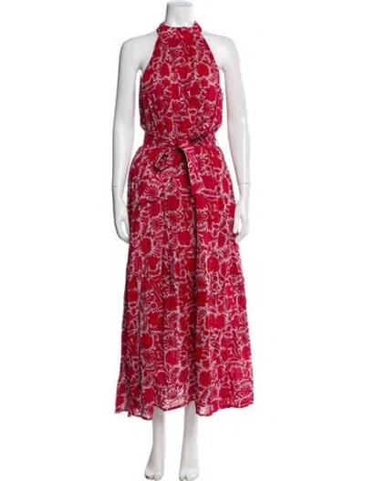Pre-owned Cleobella Tweed Pattern Long Dress In Red