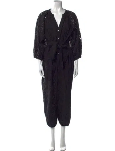 Pre-owned Cleobella V-neck Jumpsuit In Black