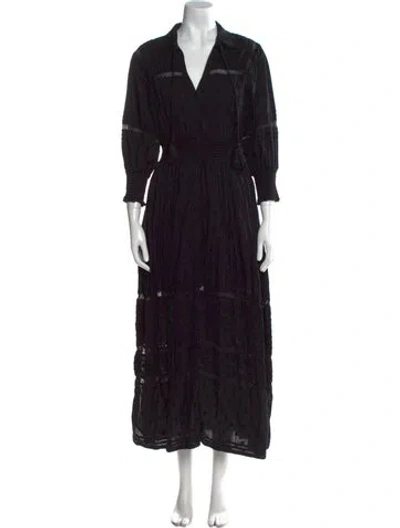 Pre-owned Cleobella V-neck Long Dress In Black