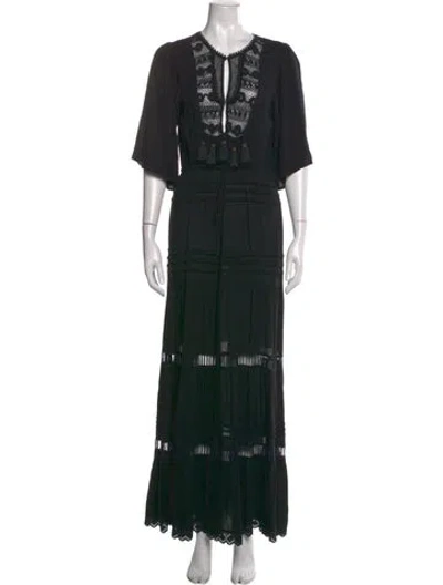 Pre-owned Cleobella V-neck Long Dress In Black