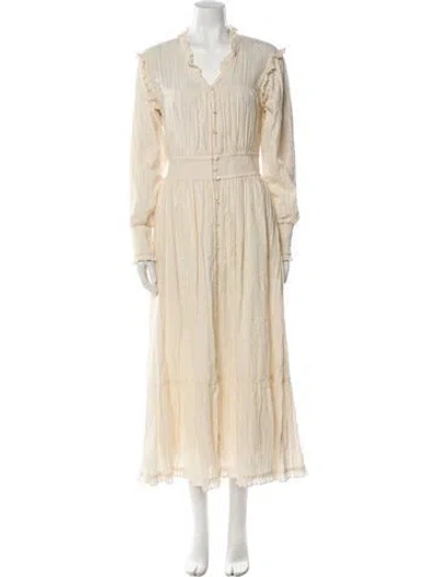 Pre-owned Cleobella V-neck Long Dress In Neutral