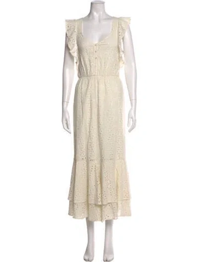 Pre-owned Cleobella V-neck Long Dress In Neutral