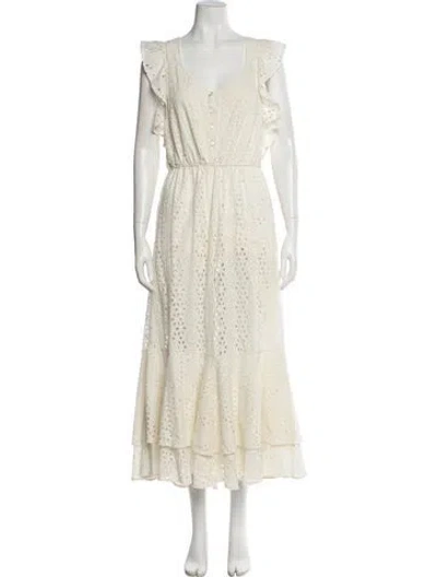 Pre-owned Cleobella V-neck Long Dress In Neutral